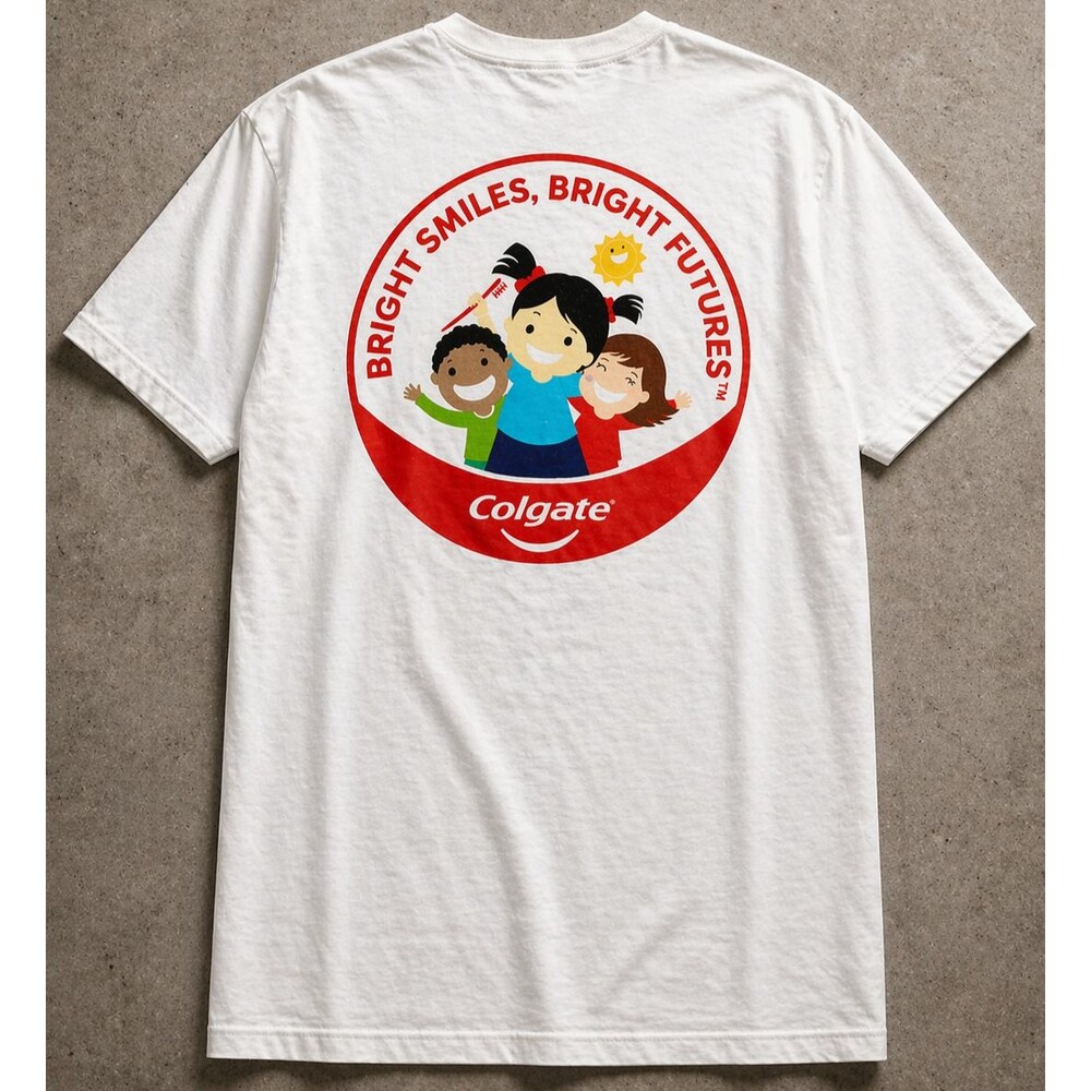 Colgate Bright Smiles T Shirt Mens Medium White Promo Advertising Graphic Tee